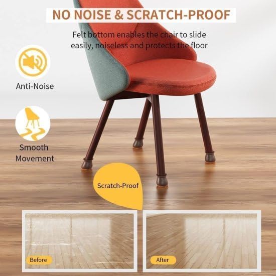 Silicone Chair Leg Caps with Soft Felt