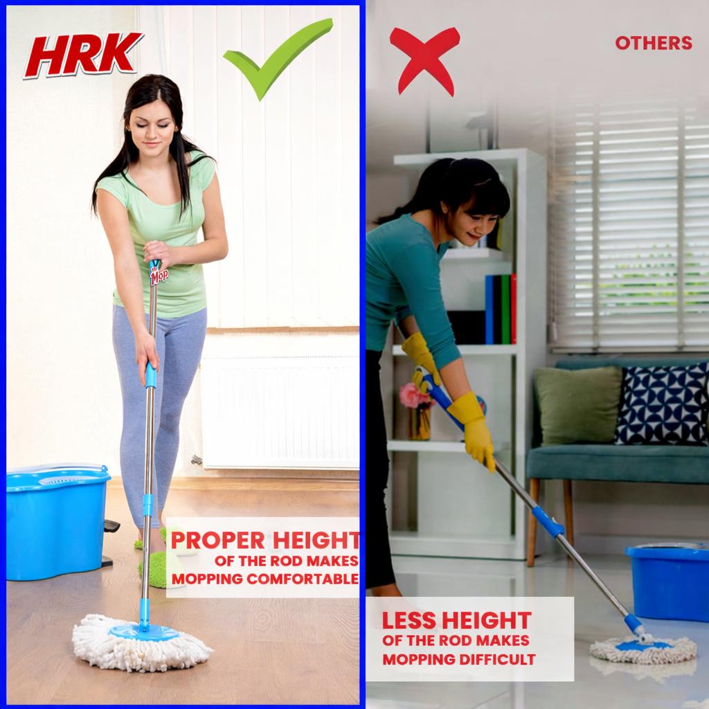 Spin Mop Stick for Floor Cleaning with Microfiber Refill