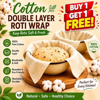 2 Pieces Cotton Double Layer Roti Wrap with Flaps