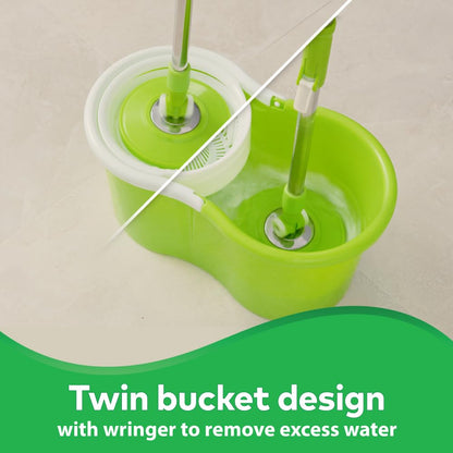 Twin Bucket Spin Mop with Easy Wring & Rinse System
