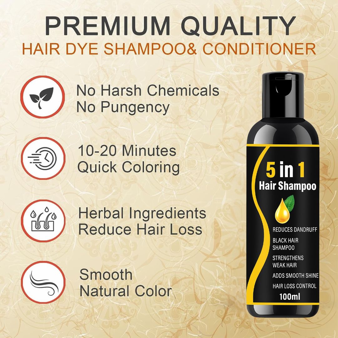 5 in 1 Herbal Hair Shampoo –combo pack 3  Black Hair, Dandruff-Free, Hair Fall Control & Shine Boost
