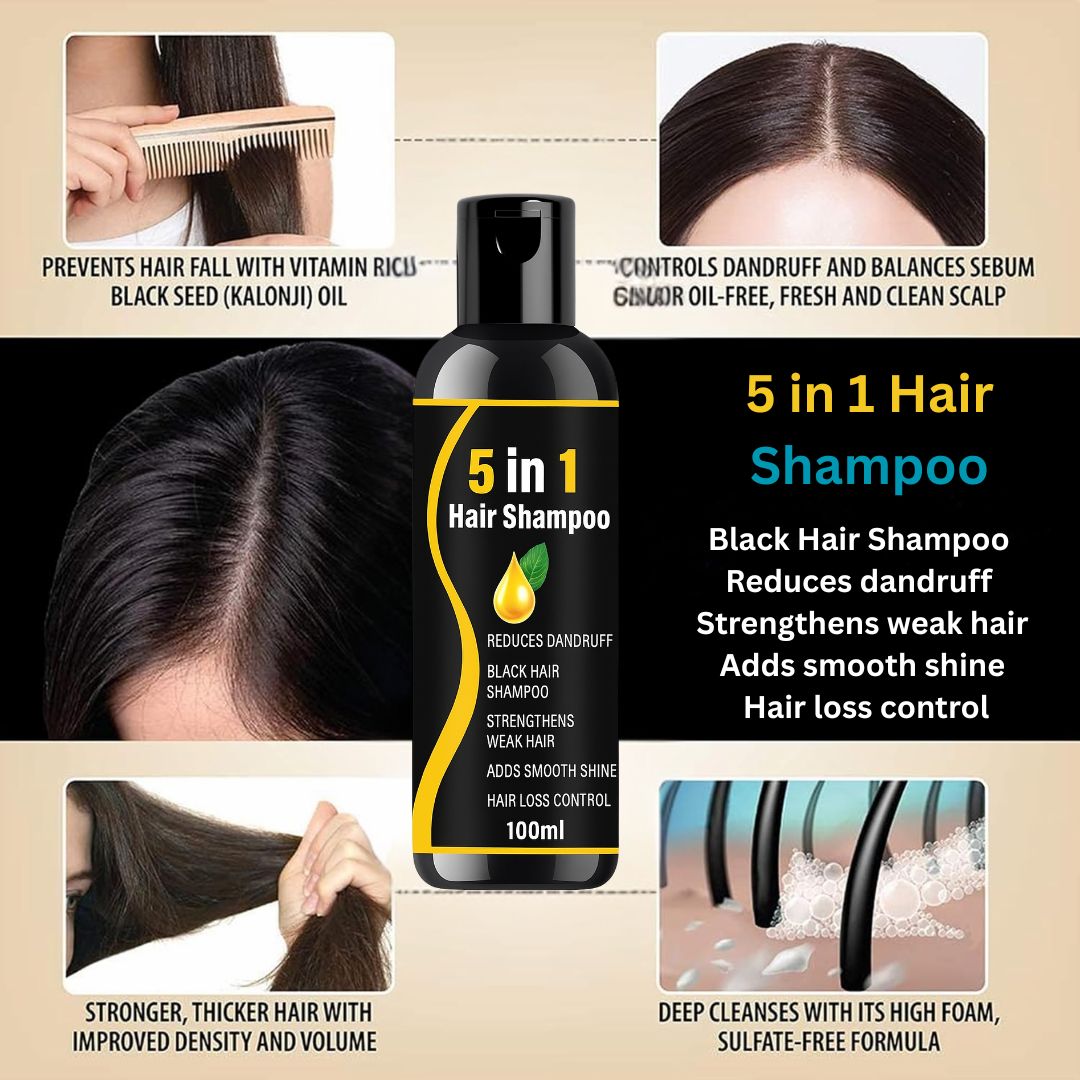 5 in 1 Herbal Hair Shampoo –combo pack 3  Black Hair, Dandruff-Free, Hair Fall Control & Shine Boost