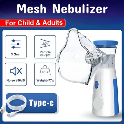 Portable Mesh Nebulizer, Silent and Compact Nebulizer Machine for Adult and Kids