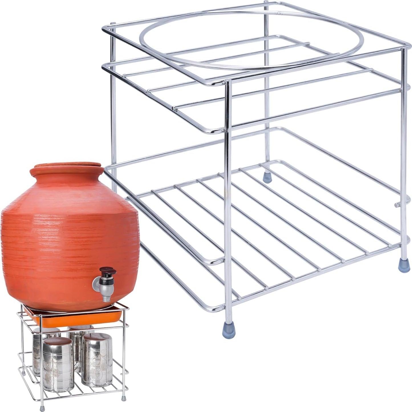 Stainless Steel Stand Heavy Duty Matka Stand with Bottom Tray