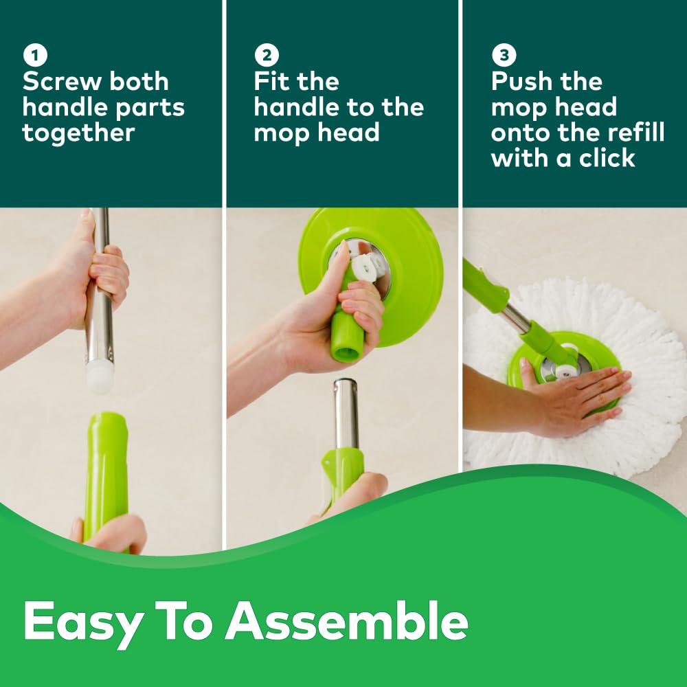 Twin Bucket Spin Mop with Easy Wring & Rinse System