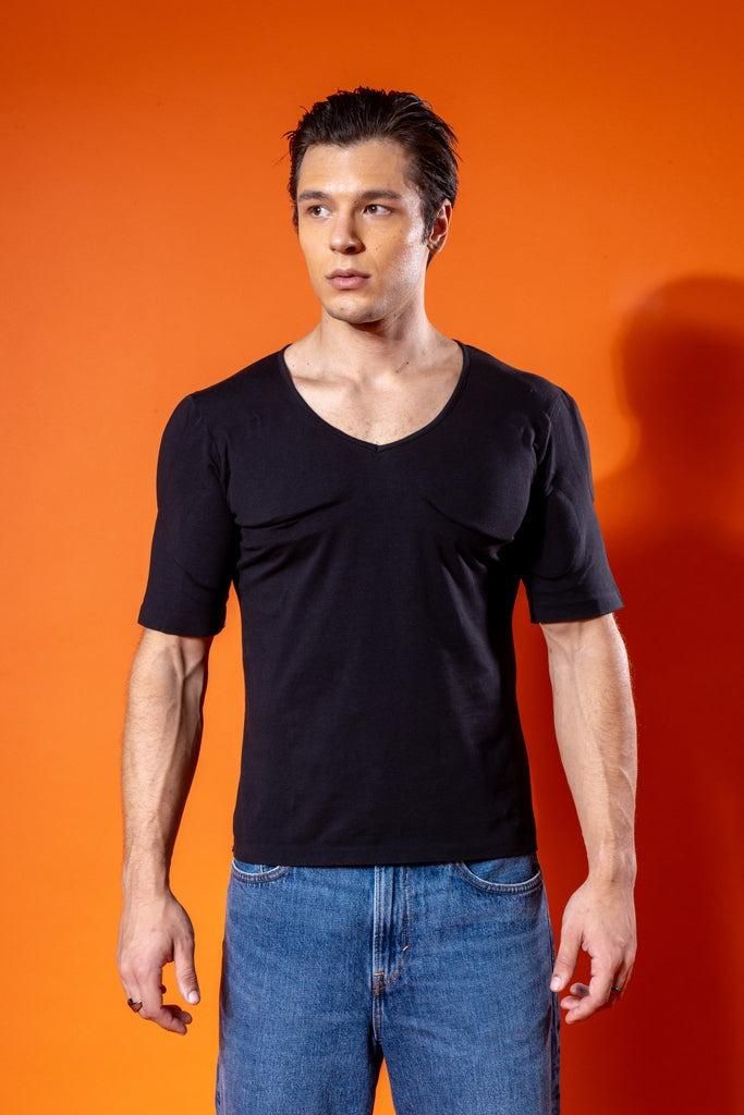 Mens V-Neck Body Shaper Compression T-Shirt