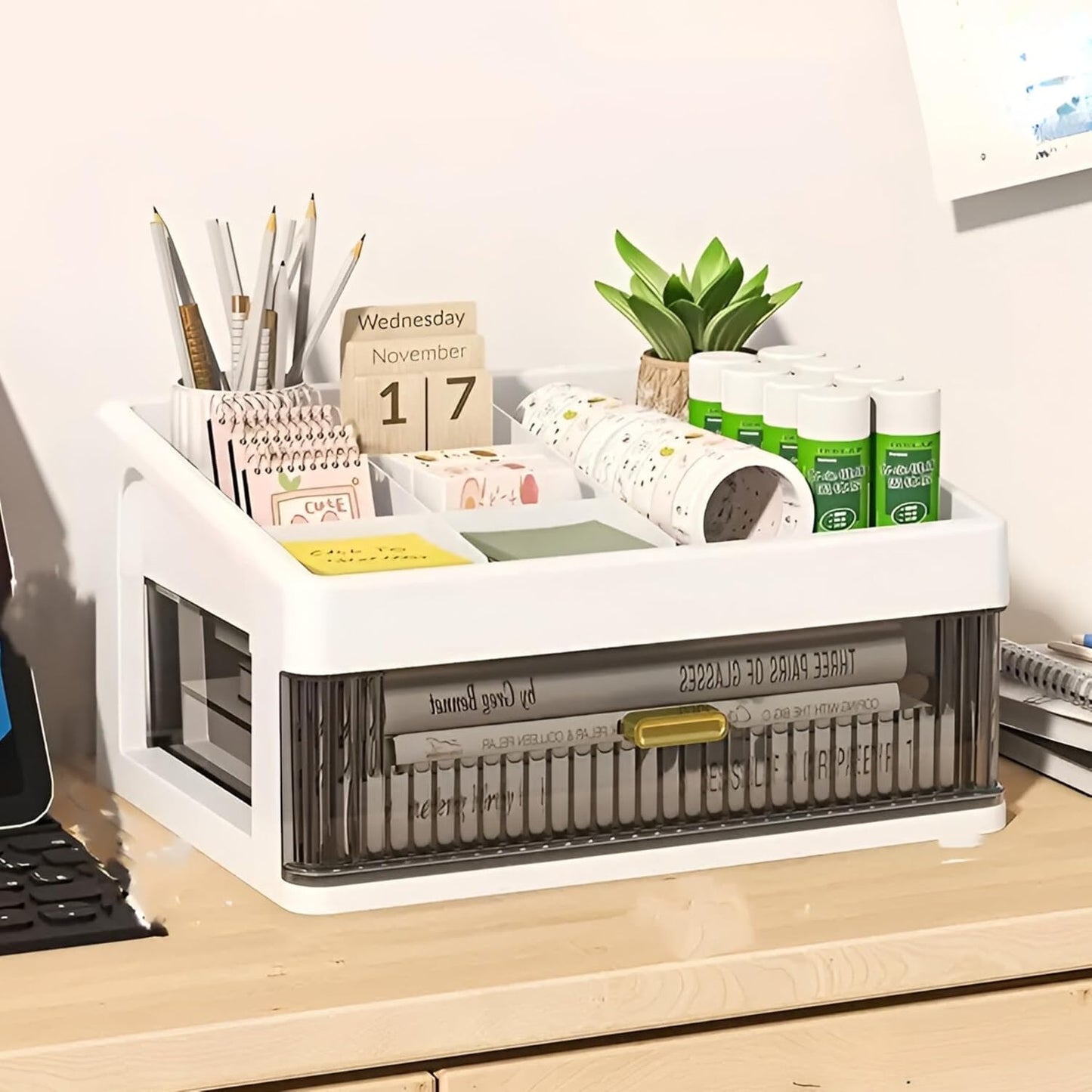 Desk Makeup Organizer, Plastic Storage Box