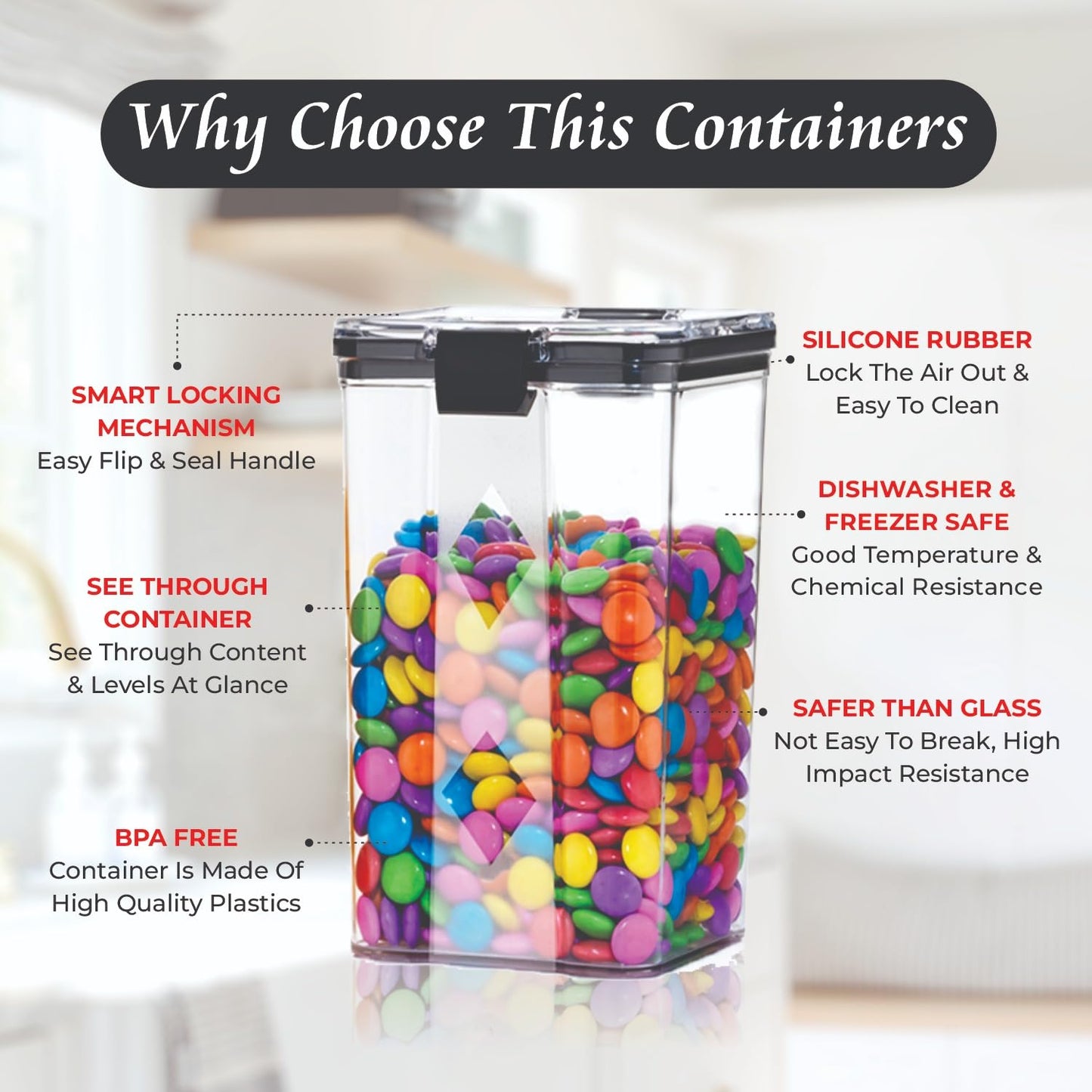 Air Tight Containers For Kitchen Storage Box/BPA Free Storage Containers For Kitchen