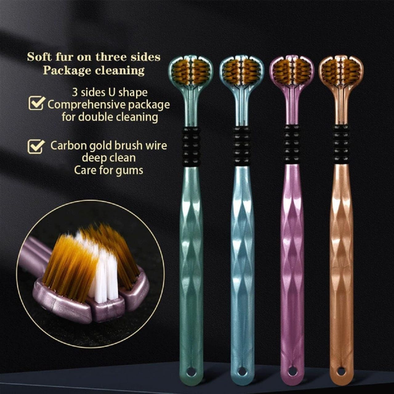 3-Sided Toothbrush | Ultra Soft Bristles for Deep Cleaning