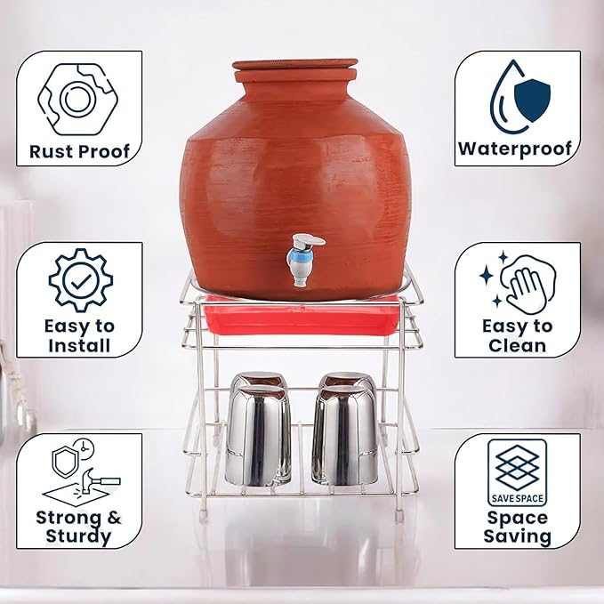 Stainless Steel Stand Heavy Duty Matka Stand with Bottom Tray