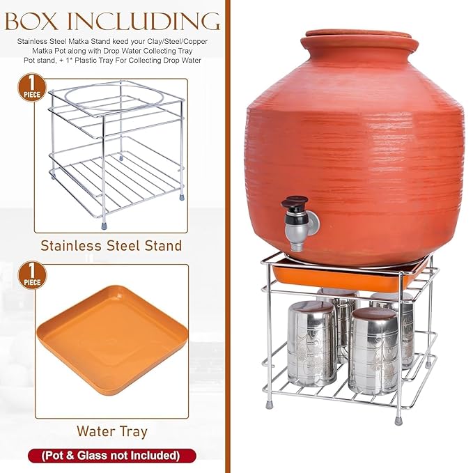 Stainless Steel Stand Heavy Duty Matka Stand with Bottom Tray