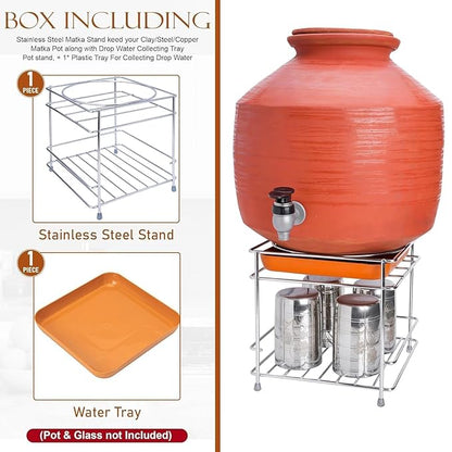 Stainless Steel Stand Heavy Duty Matka Stand with Bottom Tray