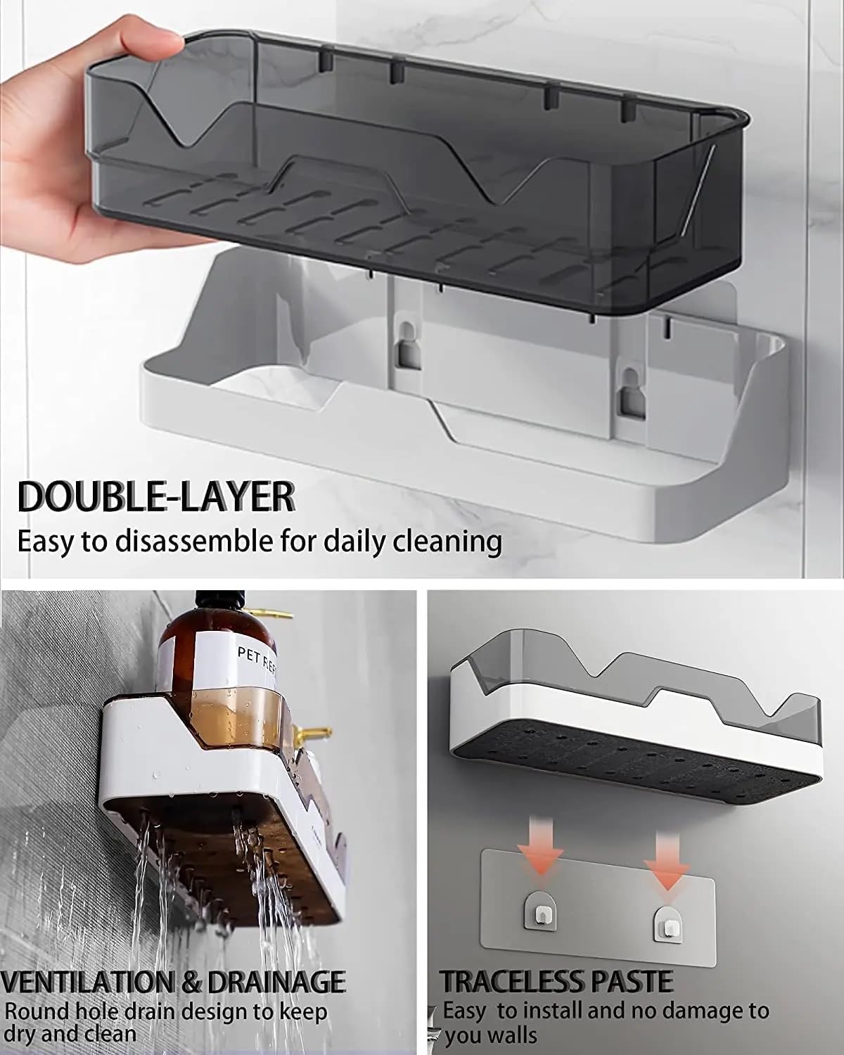 Self-Adhesive Plastic Bathroom Rack