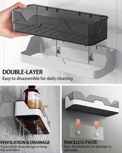 Self-Adhesive Plastic Bathroom Rack