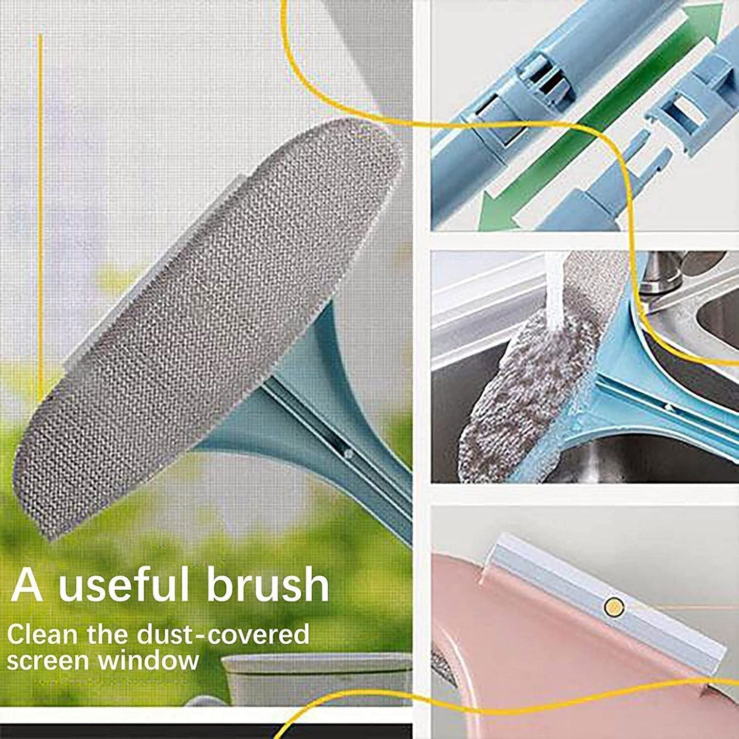 Brush 2-in-1 Mesh Cleaning Brush with Wiper