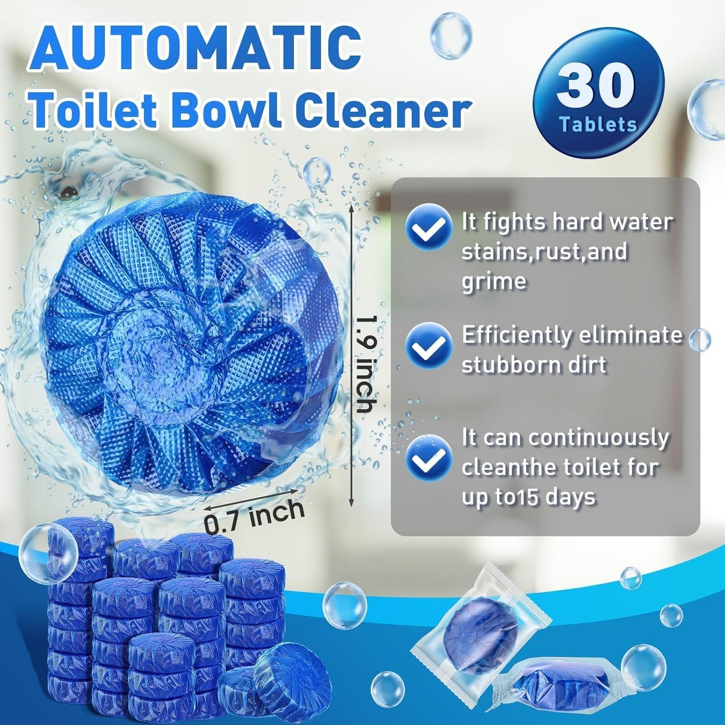Toilet Bowl Deodorizer Cleaner | Automatic Flush Toilet Cleaner Tablets