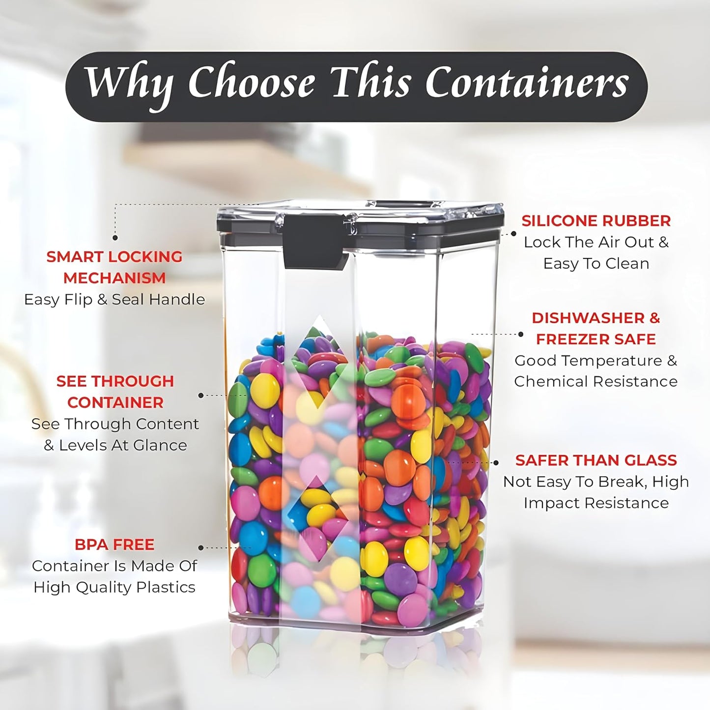 Air Tight Containers For Kitchen Storage Box/BPA Free Storage Containers For Kitchen