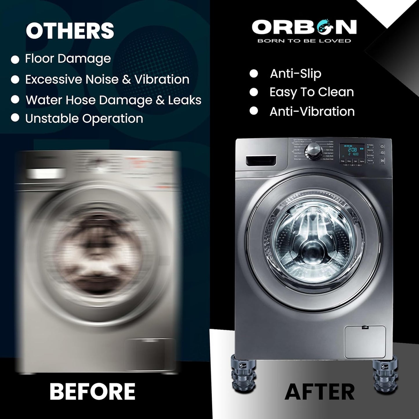 Washing Machine & Refrigerator Stand with Anti-Vibration Pads