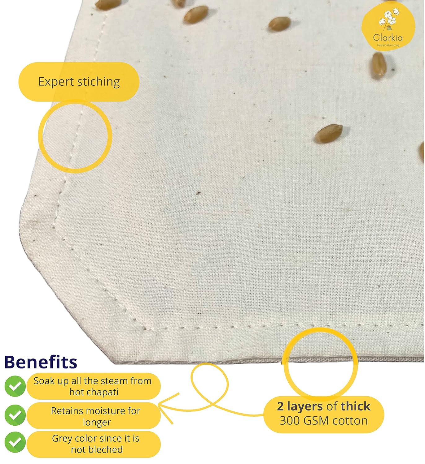 2 Pieces Cotton Double Layer Roti Wrap with Flaps