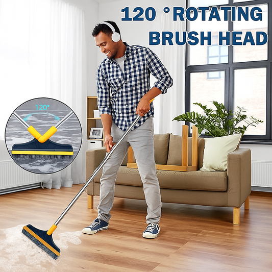 2-in-1 Bathroom Cleaning Brush with Wiper - Long Handle 120° Rotate Toilet Brush